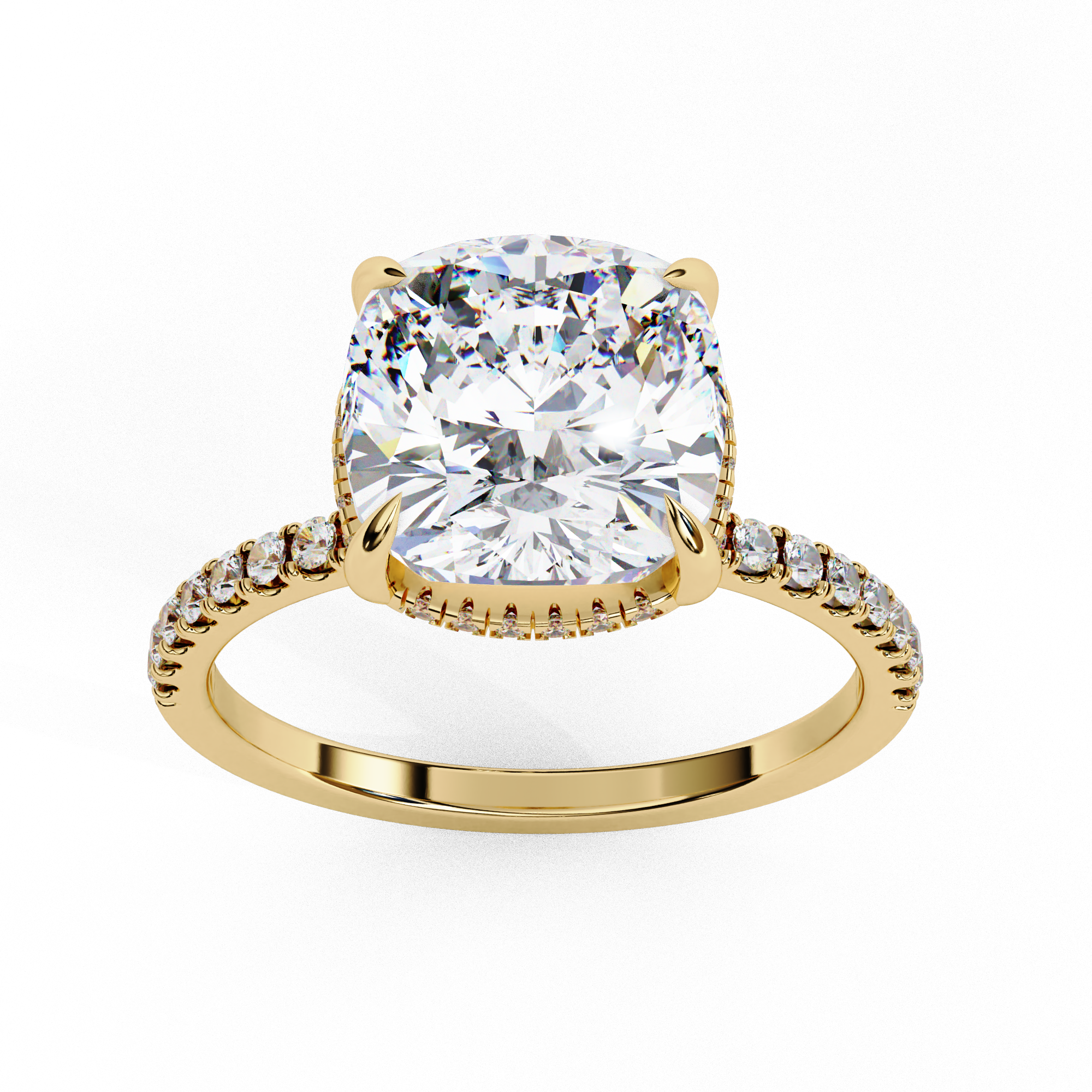 Solitairekart 3.53ct Cushion Square Cut Natural Diamond Ring - H Color, VS1 Clarity